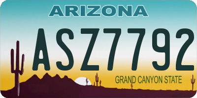 AZ license plate ASZ7792