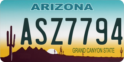 AZ license plate ASZ7794