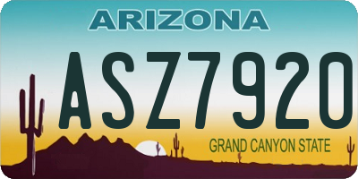 AZ license plate ASZ7920