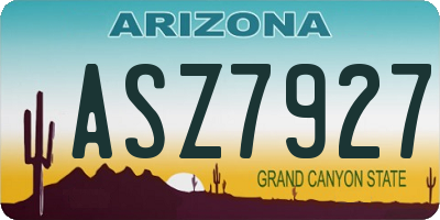 AZ license plate ASZ7927