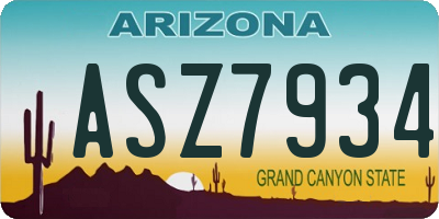 AZ license plate ASZ7934