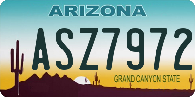 AZ license plate ASZ7972