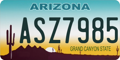 AZ license plate ASZ7985