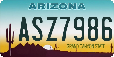 AZ license plate ASZ7986
