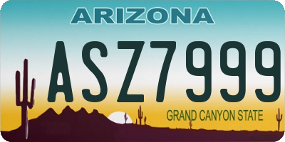 AZ license plate ASZ7999