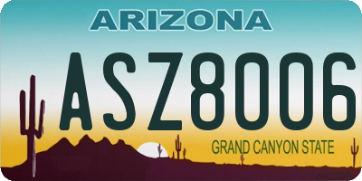 AZ license plate ASZ8006