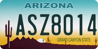 AZ license plate ASZ8014