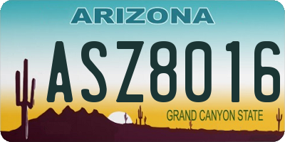 AZ license plate ASZ8016