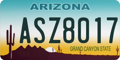 AZ license plate ASZ8017