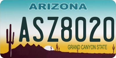 AZ license plate ASZ8020