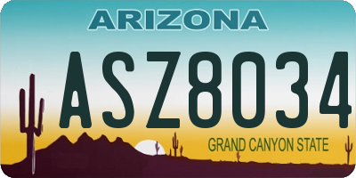 AZ license plate ASZ8034