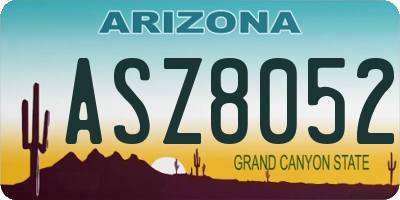 AZ license plate ASZ8052