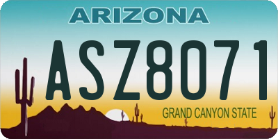 AZ license plate ASZ8071