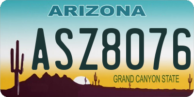 AZ license plate ASZ8076