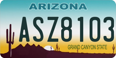 AZ license plate ASZ8103