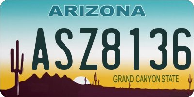 AZ license plate ASZ8136