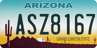AZ license plate ASZ8167