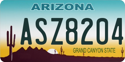 AZ license plate ASZ8204
