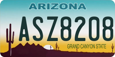 AZ license plate ASZ8208