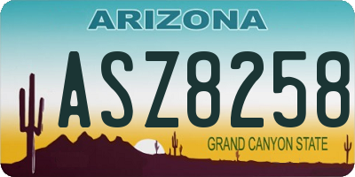 AZ license plate ASZ8258