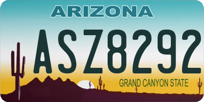 AZ license plate ASZ8292