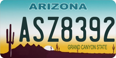 AZ license plate ASZ8392