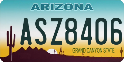 AZ license plate ASZ8406