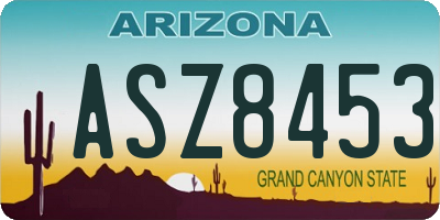 AZ license plate ASZ8453