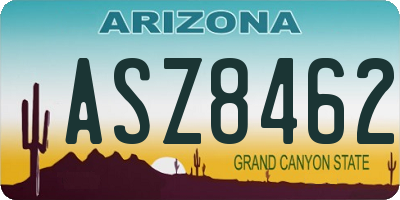 AZ license plate ASZ8462