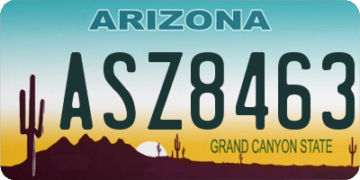 AZ license plate ASZ8463