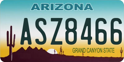 AZ license plate ASZ8466