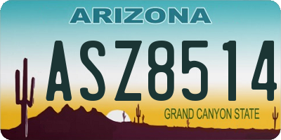 AZ license plate ASZ8514
