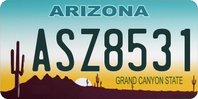 AZ license plate ASZ8531