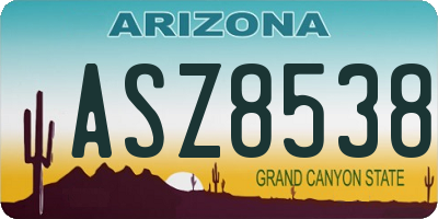 AZ license plate ASZ8538