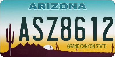 AZ license plate ASZ8612