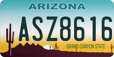 AZ license plate ASZ8616