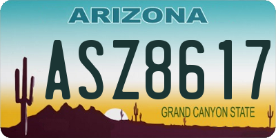AZ license plate ASZ8617