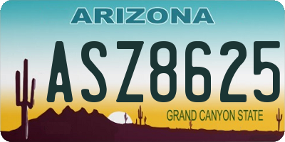 AZ license plate ASZ8625