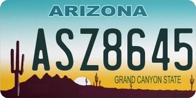 AZ license plate ASZ8645