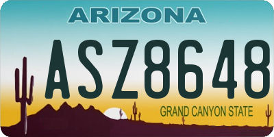 AZ license plate ASZ8648