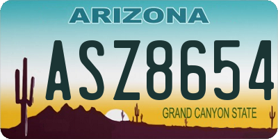 AZ license plate ASZ8654