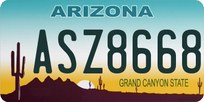 AZ license plate ASZ8668