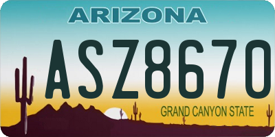AZ license plate ASZ8670