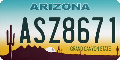 AZ license plate ASZ8671