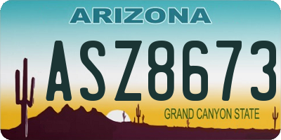 AZ license plate ASZ8673