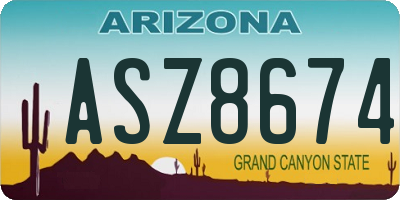 AZ license plate ASZ8674