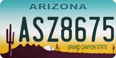AZ license plate ASZ8675