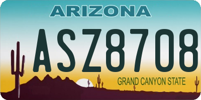 AZ license plate ASZ8708