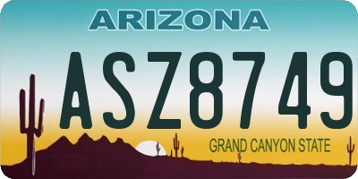 AZ license plate ASZ8749