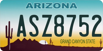 AZ license plate ASZ8752